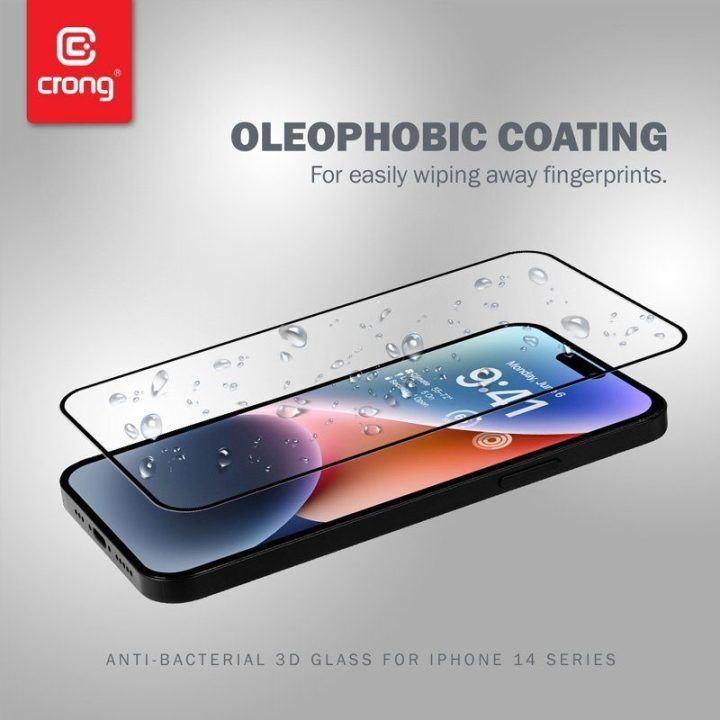 Grūdintas apsauginis stiklas iPhone 14 Pro su rėmeliu