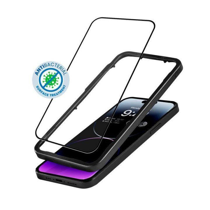 Apsauginis stiklas iPhone 14 Pro Max su rėmeliu, Crong