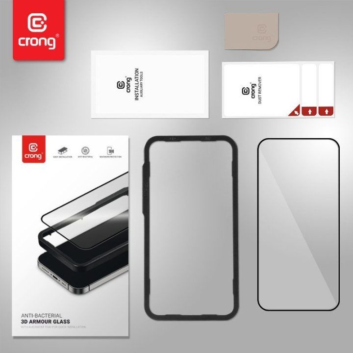 Apsauginis stiklas iPhone 14 Pro Max su rėmeliu, Crong