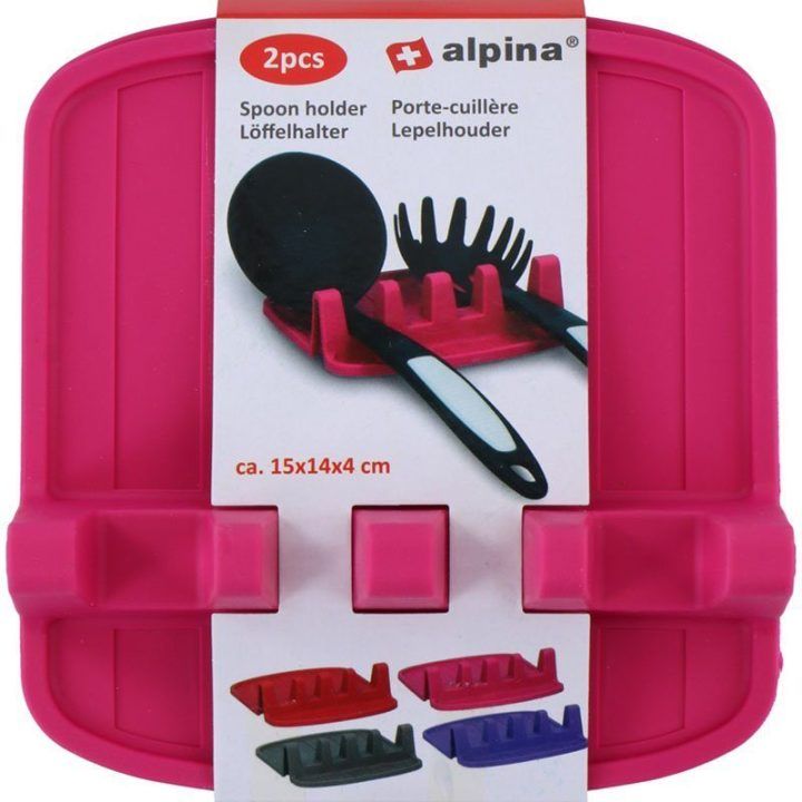 Silikoninis šaukštų laikiklis Alpina, rožinis, 2 vnt