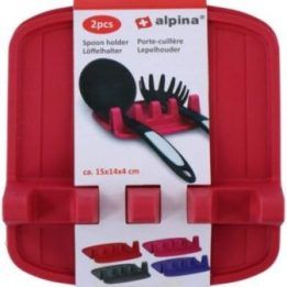 Silikoninis šaukštų laikiklis Alpina, 2 vnt., raudonas