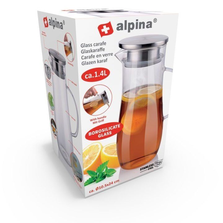 Stiklinė ąsotis su rankena, 1,4 l, Alpina