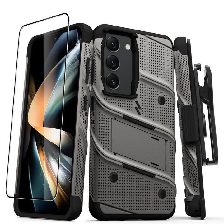 Sustiprintas dėklas Samsung Galaxy S23, pilkas, ZIZO BOLT