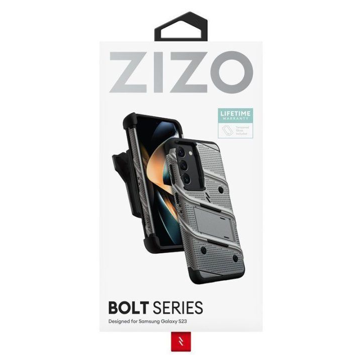 Sustiprintas dėklas Samsung Galaxy S23, pilkas, ZIZO BOLT