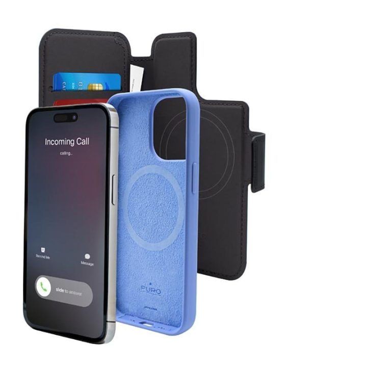 PURO Folio dėklas iPhone 13 Pro / 14 Pro, juodas