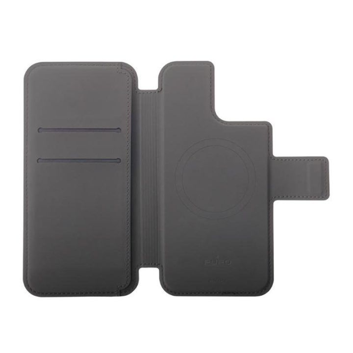 PURO Folio MagSafe dėklas iPhone 15 Plus/14 Plus/12 Pro Max, juodas
