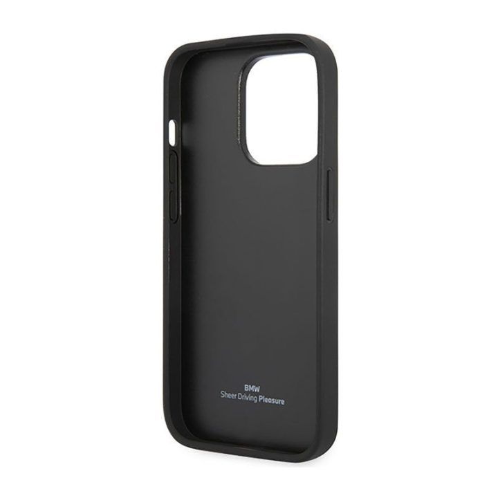 Dėklas iPhone 14 Pro BMW Leather Diamond, burgundinis