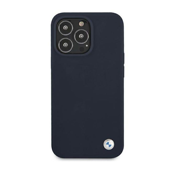 BMW silikoninis dėklas iPhone 13 Pro Max, tamsiai mėlynas