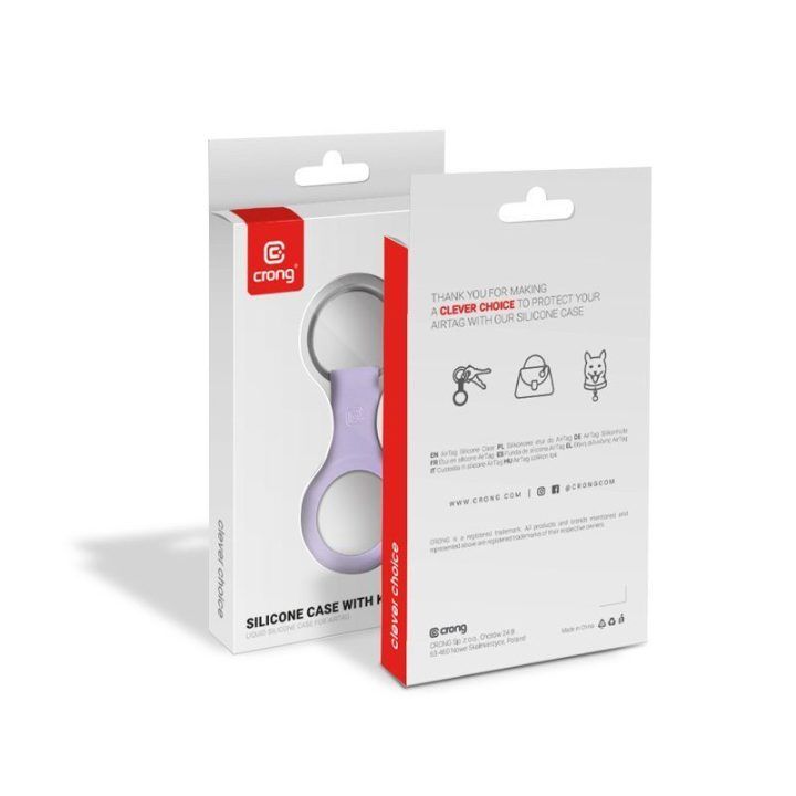 Crong silikoninis dėklas su žiedu Apple AirTag 1/2, violetinis