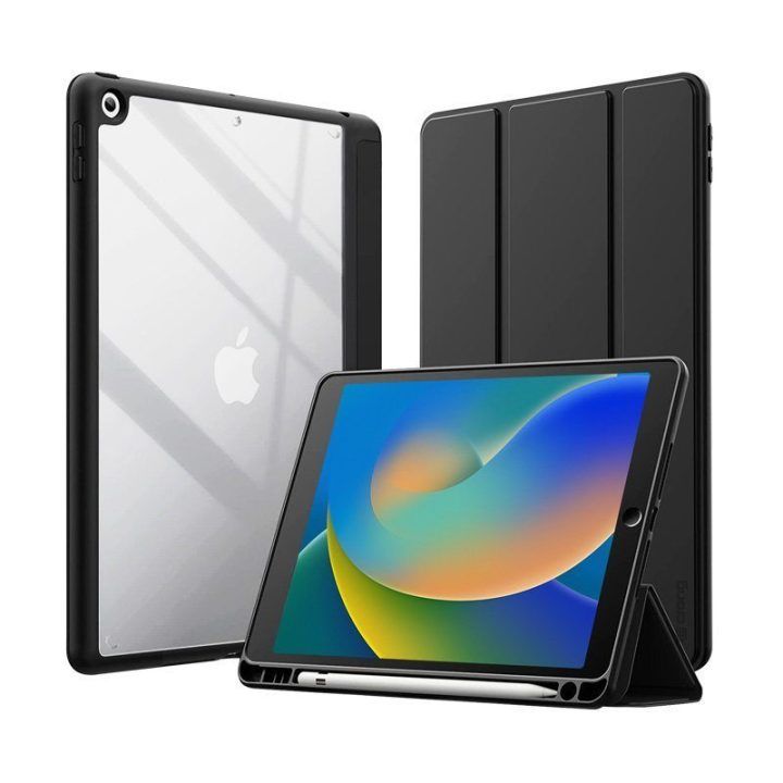 Dėklas iPad 10.2" Crong PrimeFolio, juodas/permatomas