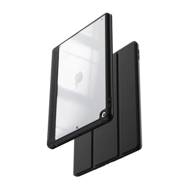 Dėklas iPad 10.2" Crong PrimeFolio, juodas/permatomas
