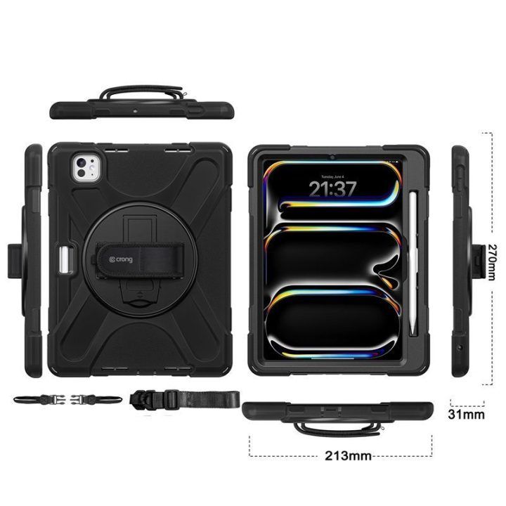 Dėklas Crong Defender Plus iPad Pro 11" M5 / M4, juodas