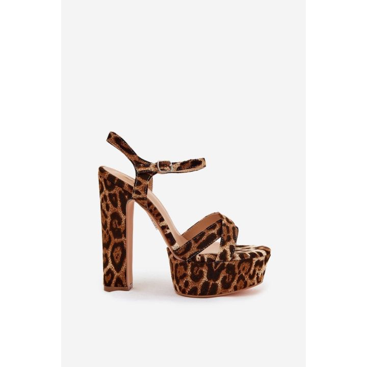 Aukštakulnės basutės su platforma, leopardo rašto