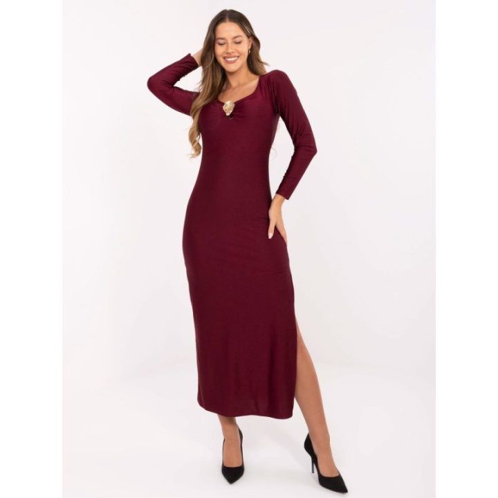 Suknelė moteriška bordo ilga elegantiška