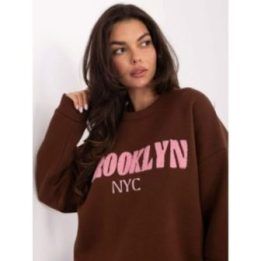 Džemperis moteriškas rudas su užrašu Brooklyn NYC