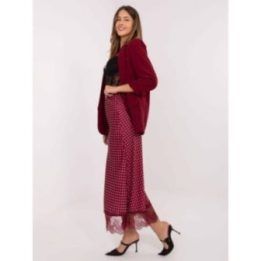 Bordo spalvos taškuota sijonas su nėriniais