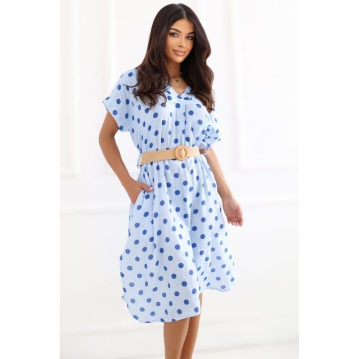 Mėlynų taškelių medvilninė suknelė Italy Moda