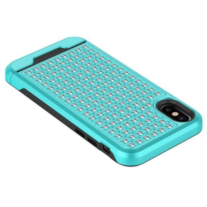 Dėklas iPhone X, teal/juodas, Zizo Star Diamond Hybrid