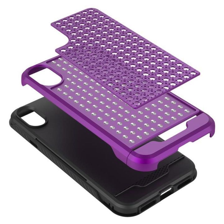 Zizo Star Diamond hibridinis dėklas iPhone X, violetinis/juodas