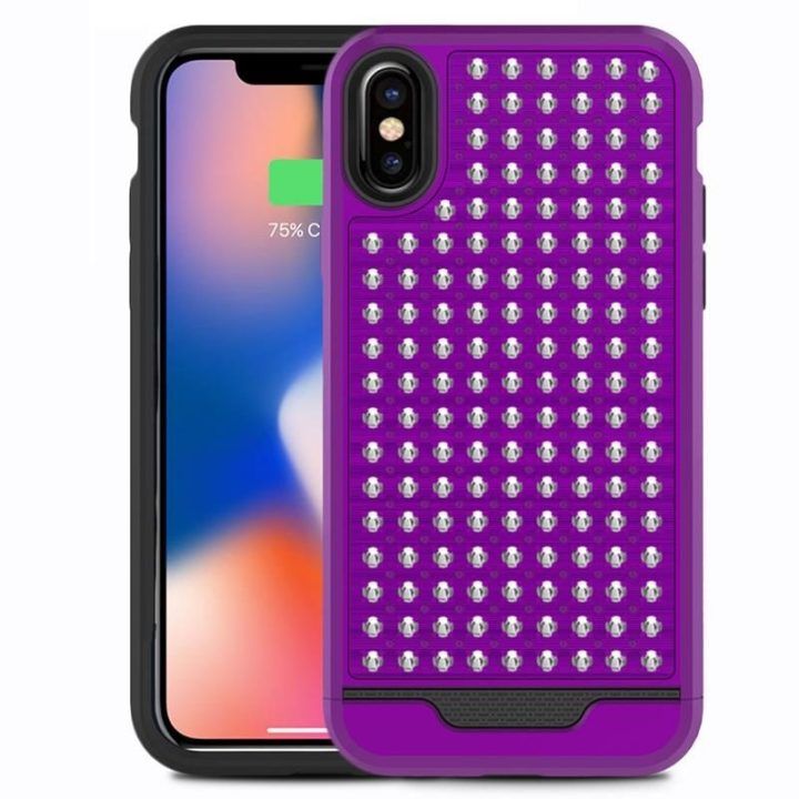 Zizo Star Diamond hibridinis dėklas iPhone X, violetinis/juodas