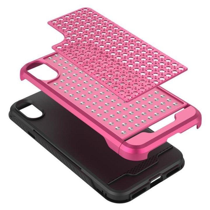 Dėklas iPhone X Zizo Star Diamond, rožinė/juoda