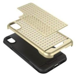 Dėklas iPhone X, aukso spalvos / juodas Zizo Star Diamond Hybrid