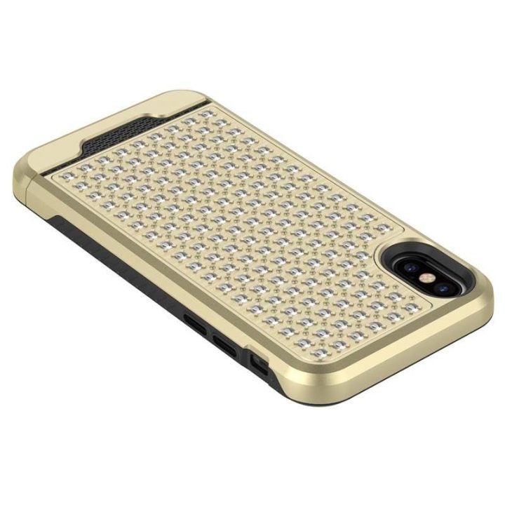 Dėklas iPhone X, aukso spalvos / juodas Zizo Star Diamond Hybrid