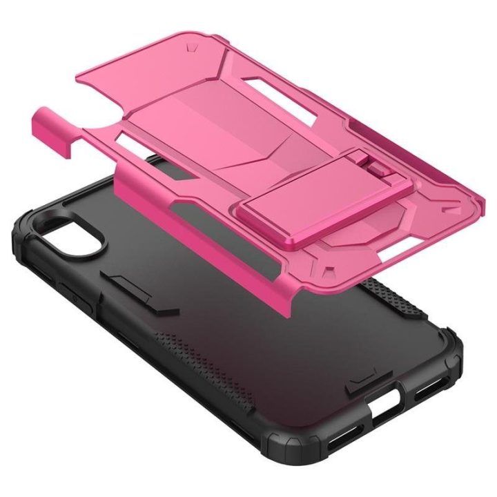 Dėklas iPhone X Zizo Hybrid Transformer, rožinis / juodas