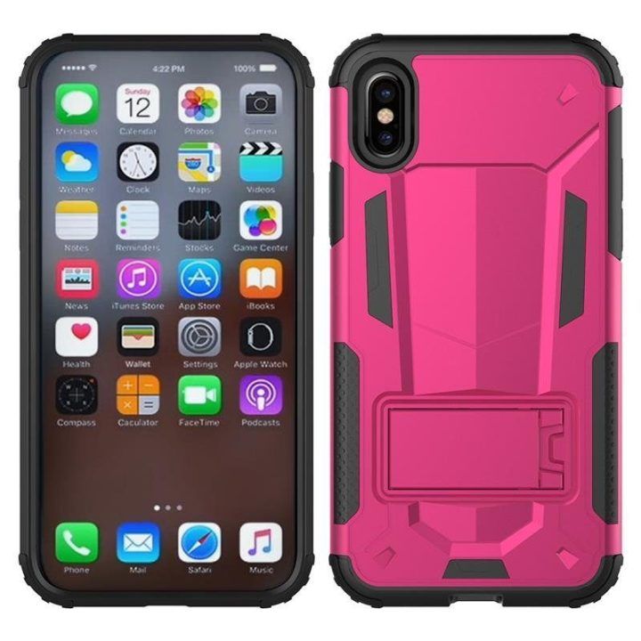 Dėklas iPhone X Zizo Hybrid Transformer, rožinis / juodas