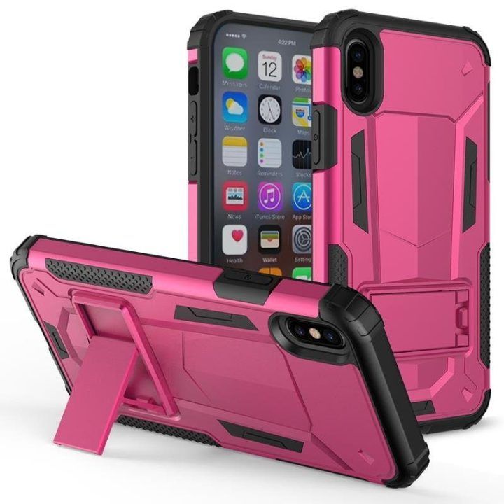 Dėklas iPhone X Zizo Hybrid Transformer, rožinis / juodas