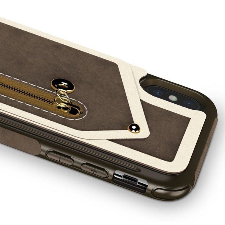 Dėklas su piniginėle iPhone X, rudas, Zizo Nebula