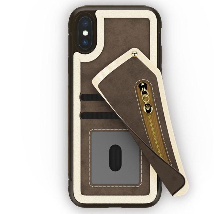Dėklas su piniginėle iPhone X, rudas, Zizo Nebula