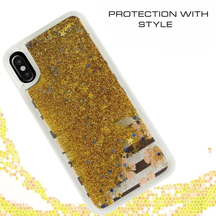 Dėklas iPhone X, rožinių gėlių Zizo Liquid Glitter Star