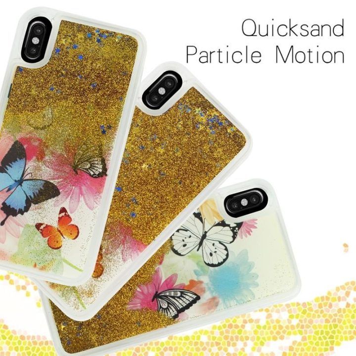 Dėklas iPhone X, Zizo Liquid Glitter Star, drugeliai