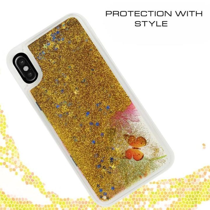 Dėklas iPhone X, Zizo Liquid Glitter Star, drugeliai