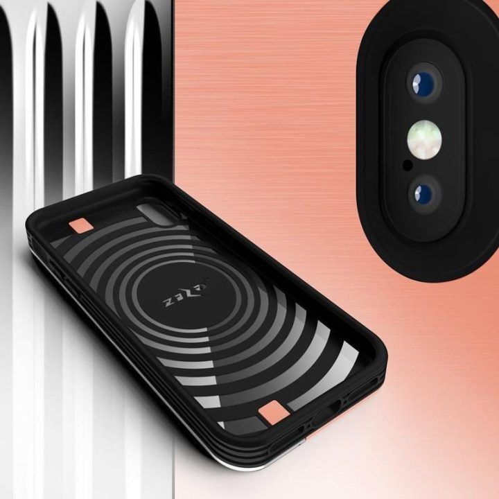 Dėklas su pinigine Zizo Retro Series iPhone Xs/X, persikų/sidabro