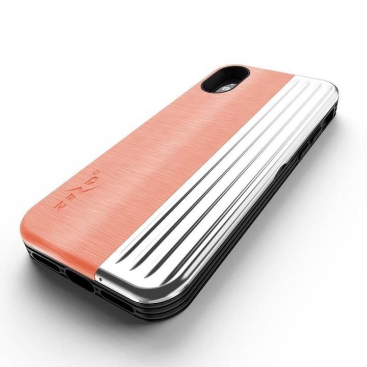 Dėklas su pinigine Zizo Retro Series iPhone Xs/X, persikų/sidabro