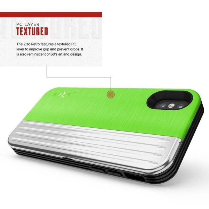 Dėklas su pinigine iPhone Xs/X, žalios ir sidabro spalvos