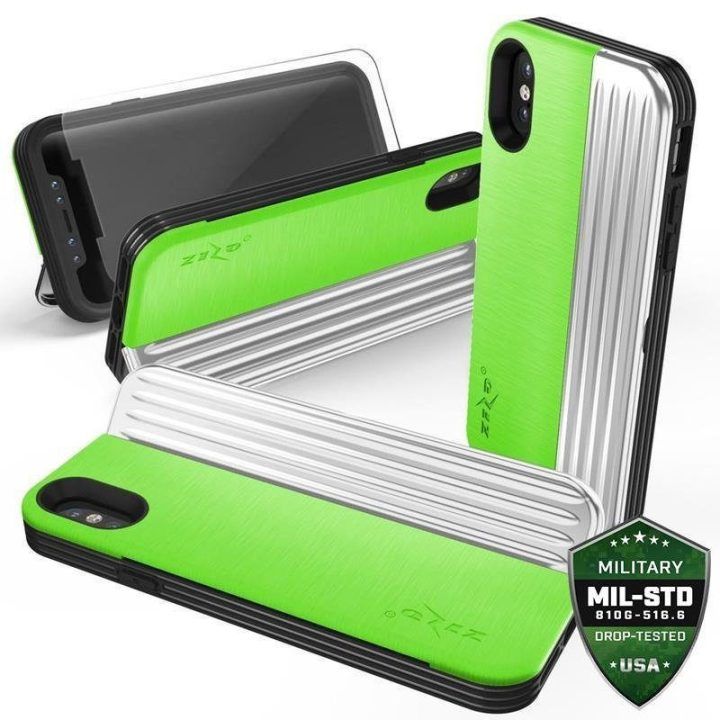 Dėklas su pinigine iPhone Xs/X, žalios ir sidabro spalvos