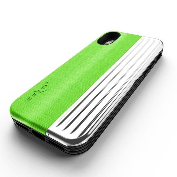 Dėklas su pinigine iPhone Xs/X, žalios ir sidabro spalvos