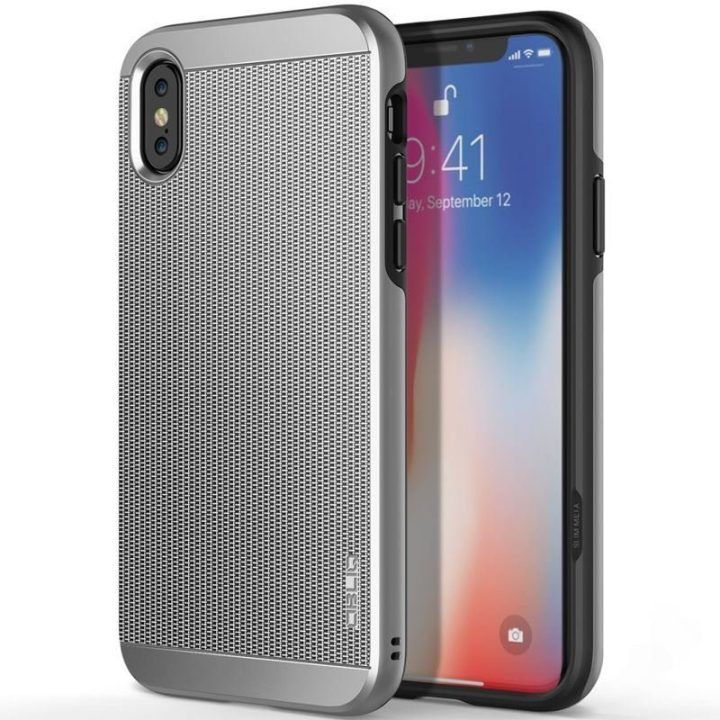 Dėklas iPhone Xs/X Obliq Slim Meta, sidabro spalvos