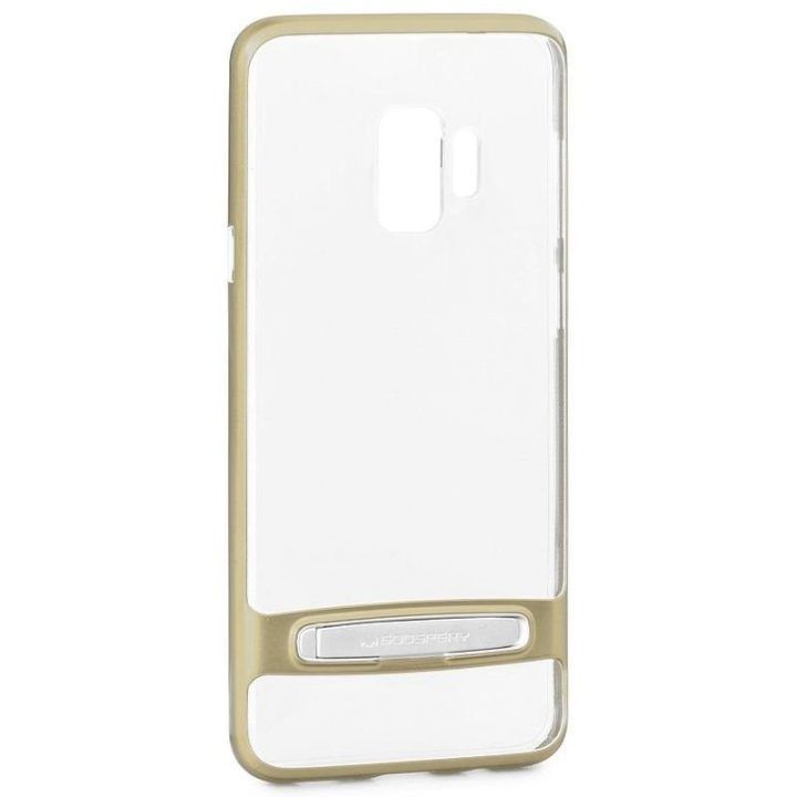 Dėklas Samsung Galaxy S9 su metaliniu stovu, aukso spalvos