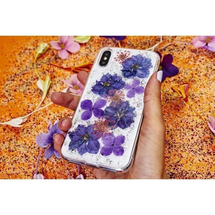 PURO dėklas iPhone XR su tikrais žaliais gėlių žiedlapiais