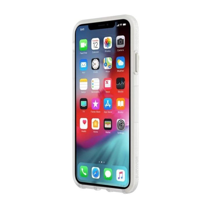 Dėklas iPhone Xs Max, permatomas/pilkas Griffin Survivor Endurance
