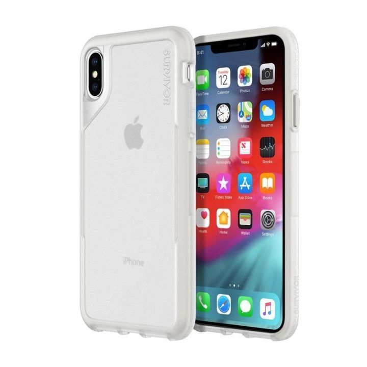 Dėklas iPhone Xs Max, permatomas/pilkas Griffin Survivor Endurance