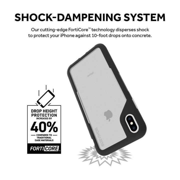 Dėklas iPhone Xs Max, permatomas/pilkas Griffin Survivor Endurance