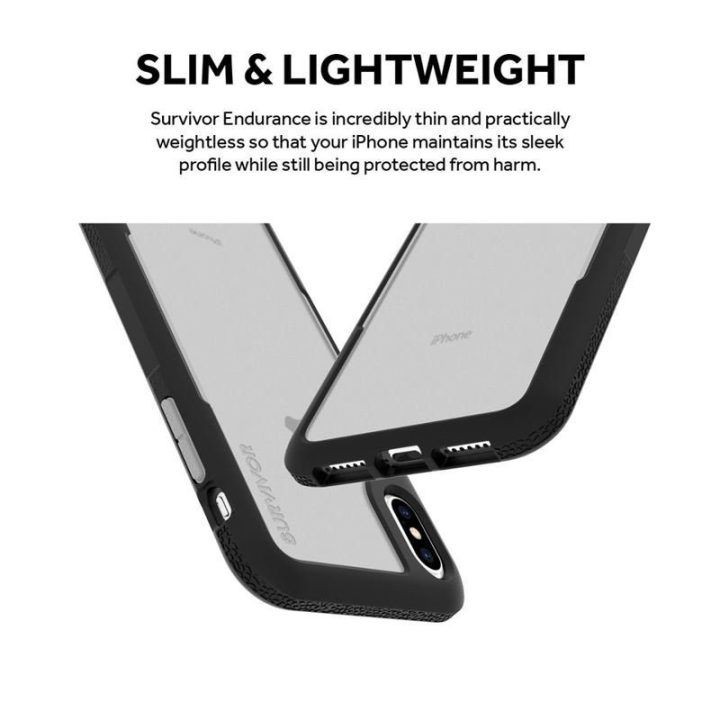 Dėklas iPhone Xs Max, permatomas/pilkas Griffin Survivor Endurance