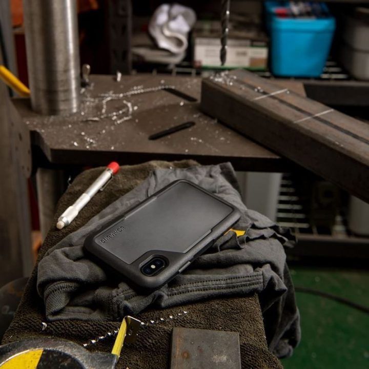 Dėklas iPhone Xs Max, permatomas/pilkas Griffin Survivor Endurance