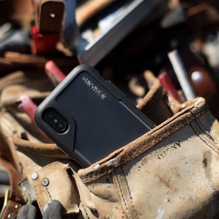 Dėklas iPhone Xs Max, permatomas/pilkas Griffin Survivor Endurance