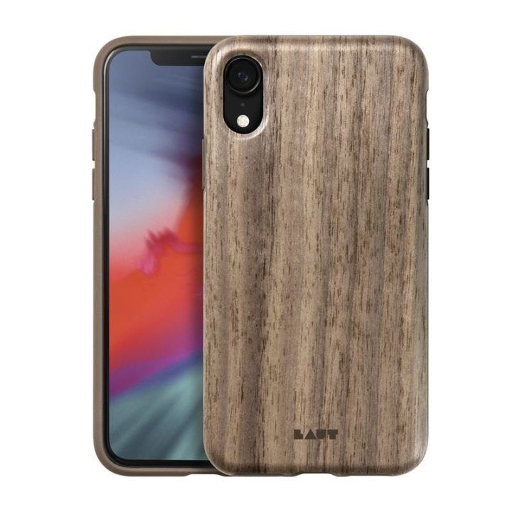Dėklas iPhone XR iš natūralaus medžio PINNACLE, riešutmedis